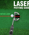 Indoor Golf Laser Putting Training Aid With Dual Modes For Alignment And Stroke Feedback, shown in use on a putting green.