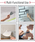 Five Piece Paint Scraper And Putty Knife Set With Five In One Tool for DIY home improvement shown in various uses