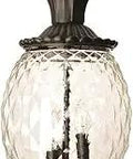 Three-Light Outdoor Hanging Lantern In Matte Black Finish With Pineapple Design, Weatherproof Aluminum Fixture
