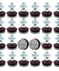 24 Pack Adjustable Furniture Leveling Feet With Quarter Twenty Threaded Stems And Soft Gray Felt Pads on white background.