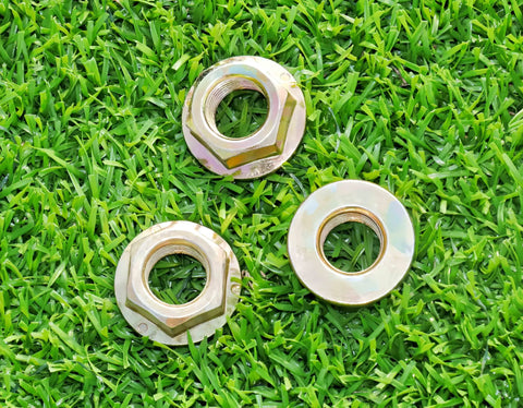 Beefy Hex Flanged Spindle Blade Nut 5/8-18 Thread Set Of 3 Color Galvanized Rustproof For Cub Cadet RZT50 MTD White Toro Troy-Bilt