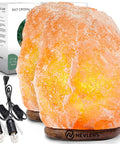 Two Pack Himalayan Salt Lamps Set, 6 To 8 Inches Tall, Natural Hand Carved With On Off Switch And Wood Base, Light Bulb Included
