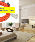 Beefed-Up 100 Ft 10 Gauge Extension Cord For Indoor Outdoor Use With Lighted Ends displayed in a modern living room setting.