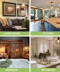 Cozy living room, kitchen, bedroom, and bathroom with Retro Edison Style E26 LED Bulbs 60W Equivalent Dimmable lighting.