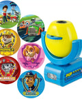 Paw Patrol Led Night Light Projector With Dusk To Dawn Sensor Plug In Six Character Projections Kid Friendly For Baby And Kids Nursery Bedroom Playroom showing character discs and blue projector