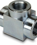 Three Eighths Inch NPTF High Pressure Tee Fitting For Hydraulic Lines With Female Threaded Openings Durable Metal Construction Handles Ten Thousand Psi