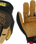Leather Work Gloves With Durable Durahide Leather, Breathable TrekDry, Comfort Fit, Abrasion Resistant, Machine Washable, Brown And Black, Large Size For DIY, Construction And Heavy Duty Hand Protection, front and back view
