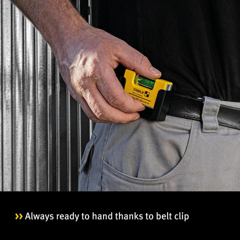 Slick Compact Magnetic Spirit Level Featuring Hardcore Rare Earth Magnet and Nifty Belt Clip, Precision Aluminum Vial Gauge Perfect for Tight Spaces and Drywall Work, Top Build Quality