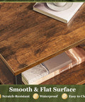 Close-up of Two Drawer Nightstand Set with Open Shelf and Wooden Top Rustic Brown, showing smooth surface and books on shelf