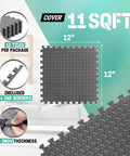 EVA Interlocking Floor Mats With Puzzle Tiles 12x12 Inch Foam Padding Border, 12 tiles, 24 end borders, 11 sqft coverage