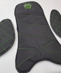 Go Kart Seat Pad Set for Adults with 1/2 Inch Foam, Velcro Attachment, Three Piece Cushions in Black and Lime Green Camo Design