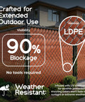 Obsidian Black Chain Link Fence Privacy Tape, 250 Ft Coverage, installed on fence, 90% blockage, LDPE material, weather resistant