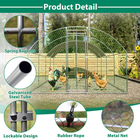 Sturdy Walk In Chicken Coop Run With Waterproof Cover And Lockable Door Beefy Heavy Duty Galvanized Steel Frame in garden
