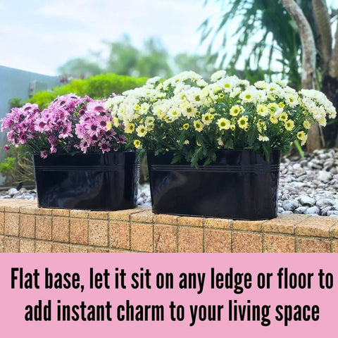 17 Inch Black Metal Deck Railing Planter Box 2 Pack Wall Hanging Flower Boxes For Outdoor Garden Window Boxes Fence Rail Buckets With Drainage Holes Modern Boho Style Patio Porch Decor