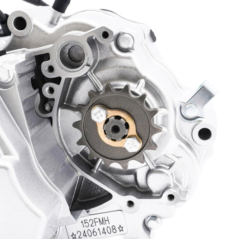 Close-up of Beefed Up 110cc 4 Stroke CVT ATV Engine With Electric Start And Auto Transmission Single Cylinder Chain Driven