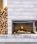 Fireplace with Coastal White Wood Grain Peel And Stick Vinyl Flooring Planks 6x36 In Waterproof Self Adhesive Floor Tiles