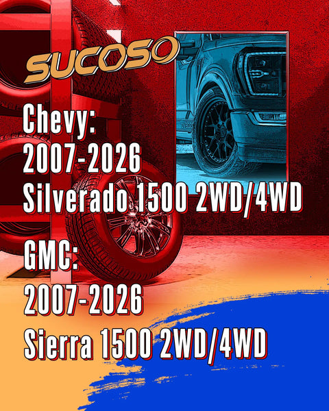 3 Inch Front Leveling Lift Kit For 2004 Through 2026 Ford F150 Strut Mount Spacer displayed with Chevy and GMC details.