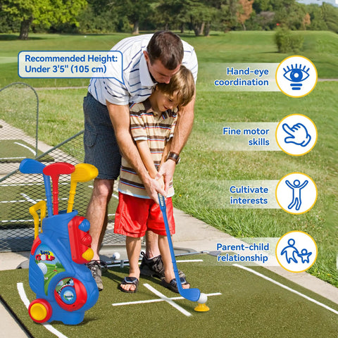 Toddler Golf Set With Upgraded Clubs And Shoulder Strap Carrier For Indoor Outdoor Play, Safe Durable Plastic Toys For Boys And Girls Ages 1 2 3 4, Perfect Gift For Little Golfers Who Love Mini Golf Action featuring parent-child practice