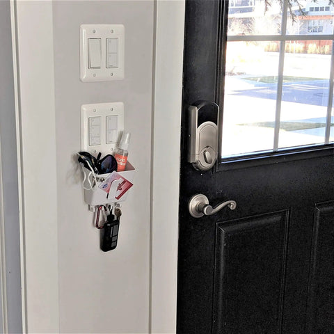 Light Switch Organizer With Key Holder Wall Pocket For Entryway No Drill Install White 1 Pack Keeps Mail Keys Wallets Sunglasses Remotes And Everyday Carry Essentials