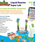Beaker Creatures Liquid Reactor Super Lab STEM Toy Kit with reactor pods, hydroplungers, beakers, and activity cards for science fun.