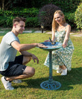 Weatherproof Polyresin Pedestal Bird Bath For Outdoors And Garden 28 Inch Tall With A 20 Inch Bowl Green Durable Stable