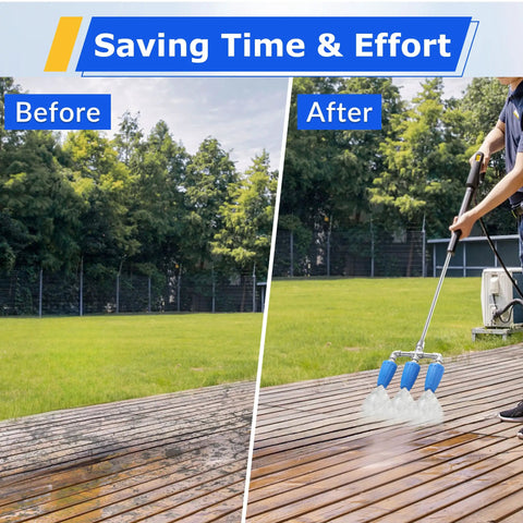 3-In-1 Turbo Nozzle For Pressure Washer With 360 Degree Rotating Jet Streams That Clean Tough Grime Fast And Make Scrubbing Way Easier, 4000 PSI, 4-6 GPM, 1 Quarter Inch Quick Connect, 2.0 Orifice, Blue cleaning wooden deck