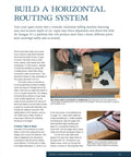 Jigs and Fixtures for the Table Saw and Router: 26 Innovative Designs to Maximize Your Tools, Speed Up Projects, and Level Up Your Woodworking Game for Pro Grade Results. router jig book page showing horizontal routing system and edge banding
