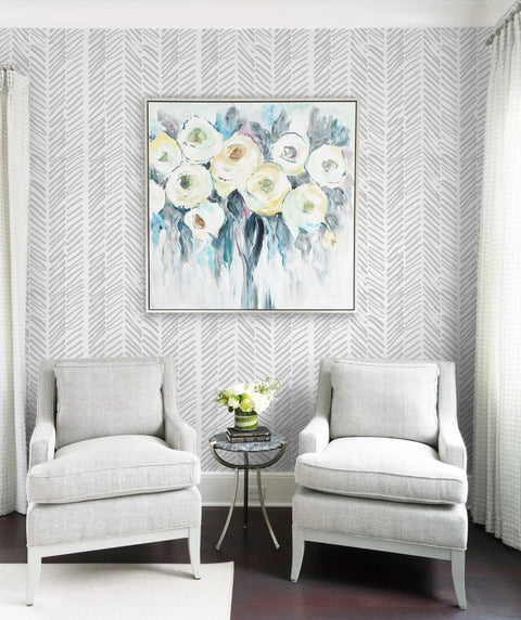 Living room with grey and white Striped Peel And Stick Wall Paper Grey And White Vinyl Self Adhesive Contact Paper for bedroom decor.