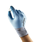 Ultralight Cut Resistant Work Gloves For Men And Women, Blue, Size Small, showcasing grip on small gear for precision work.