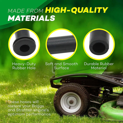 Two Pack Beefy Rubber Vacuum Hose 3 Inch For Tractor And Lawn Mower Vacuum Pumps Durable Replacement Hose Set With One Grommet End And Curved Design Engine Parts shown with heavy-duty rubber and smooth surface details