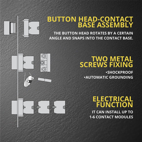 Assembly diagram for Double Head Push Button With Signal Lamp On Off Start Stop Switch for home and industrial gear.