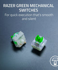Razer Green Mechanical Switches for quick execution featuring a green top and transparent body, suitable for gaming keyboards.