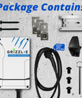 Heavy Duty Level Two Electric Vehicle Charger With A Badass Eighty Amp And Nineteen Point Two Kilowatt Rating Featuring Smart Wireless Connectivity indoors with charging accessories included.