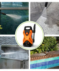 Portable Electric Pressure Washer 1750 PSI 1.6 GPM with Adjustable Spray Nozzle and Foam Cannon in use