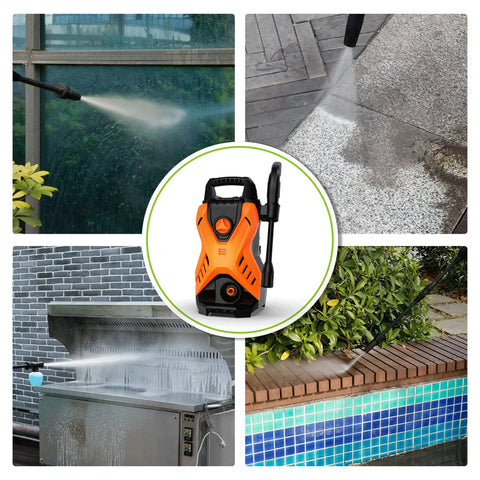 Portable Electric Pressure Washer 1750 PSI 1.6 GPM with Adjustable Spray Nozzle and Foam Cannon in use