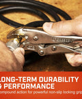 Curved Jaw Locking Pliers With Wire Cutter Set For Home DIY And Pros, Heavy Duty Locking Pliers Pack In Use On Bolt