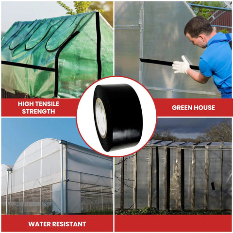 Heavy Duty LDPE Greenhouse Tape For Repair And Weather Sealing, Long Term UV Resistant Film Tape For Seaming And Patching, Black 1 Inch By 36 Yards on greenhouse repair images