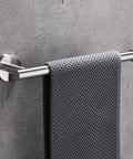 Brushed Nickel Bathroom Hardware Set 5-Piece Kit with 18-Inch Towel Bar, featuring durable SUS304 stainless steel on concrete wall.