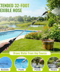 Battery Powered Sprayer Wand With 32 Ft Hose And 3 Adjustable Speeds For Easy Garden Watering by poolside