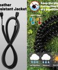 16 AWG 20 Ft Black Coiled Extension Cord Heavy Duty Tough Three Prong Flexible Spiral Power Cable Weather Resistant Jacket