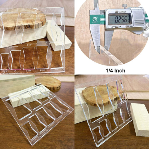 10 In 1 Router Template Set For Woodworking With Butterfly Inlay And Bowtie Jig Kit, 1/4 inch clear acrylic templates.