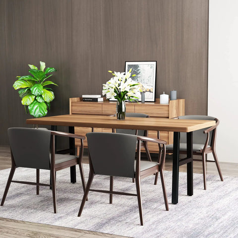 Dining room with table featuring heavy duty 6cm square tube metal table legs, 28 inch high, matte black powder coat.