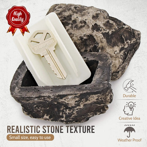Outdoor Fake Rock Key Hider That Looks And Feels Like Real Stone, Weatherproof Spare Key Storage For Garden Or Yard, Easy Slide Cover