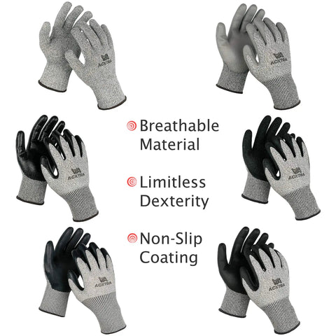 Level 5 Cut Resistant Construction Work Gloves With Foam Nitrile Coating For A Grip Like A Pro And Tactile Feel, High Tear Strength, EN 388, PPE Regulation 2016 425 Compliant, 12 Pairs, Unisex Large