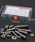 Heavy Duty 351 Piece Stainless Steel Screw Assortment Kit With Phillips Pan Head Machine Screws Nuts Bolts And Flat Washers in storage case.