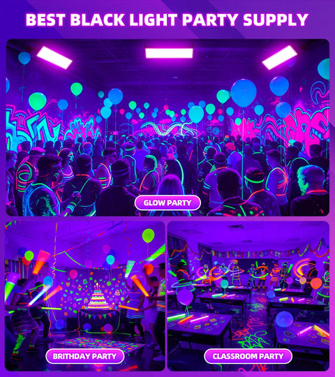 120W IP66 Waterproof Black Light With Plug Switch And 6ft Cord 105 LED UV Blacklight illuminating glow party decor.