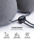 Hooded Travel Pillow With 360 Neck And Head Support, Memory Foam, Adjustable Light Blocking Hood, Ultra Soft Micro Fleece, Carry Bag Included, Built For Car Or Plane Sleep On The Go drawstring close-up
