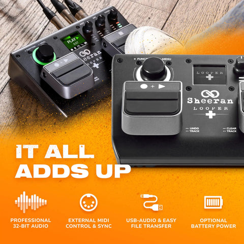 Dual Track Looper Pedal For Guitar Bass Keyboard And Vocals With 128 Loops Storage displaying controls and connectors
