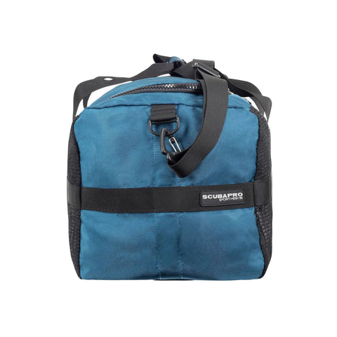 Front view of Sport 95 Mesh Dive Bag With Double Duffel Straps And Adjustable Shoulder Strap For Scuba Gear Denim Blue Fabric