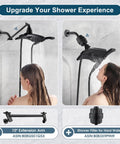 High Pressure Dual Shower Head System With Rainfall And Handheld Spray Oil Rubbed Bronze Finish in use by woman